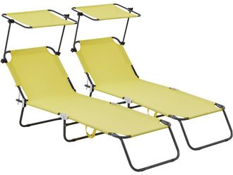 Habitat et Jardin Habitat Et Jardin - Pack De 2 Tumbonas Plegables lazy - Con Parasol - Amarillo