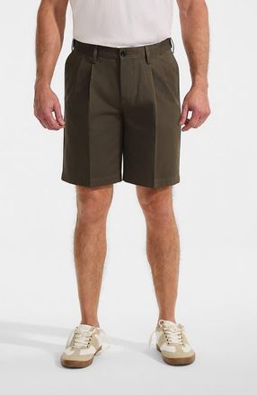 Lands End Comfort Waist Pleated 9 No Iron Chino Shorts in Cinder Brown at Nordstrom, Size 36 X 9