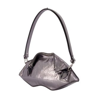 Alexander McQueen Womens Manta Clutch Leather Silver Calfskin