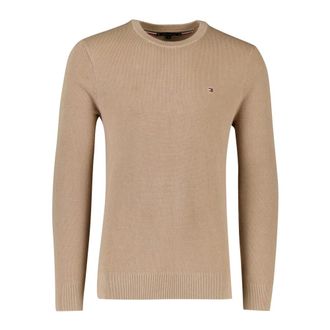 Tommy Hilfiger Truien & Vesten, Heren, Beige, XL, Katoen, Rondgebreide trui