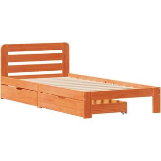 vidaXL Estructura De Cama Sin Colch&oacute;n Madera Maciza Marr&oacute;n 90x190 Cm Vidaxl