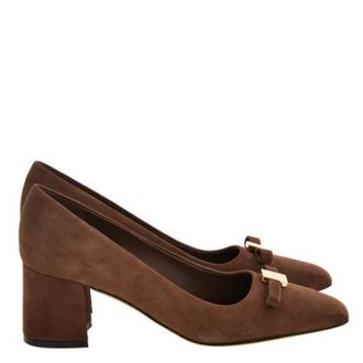 Ferragamo Myra Bow Block Heel Pumps, Size 7 C