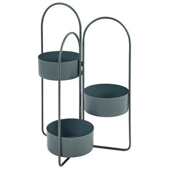 Beliani Beliani - Macetero Para Interior Y Exterior Soporte Para Maceta Metal Redonda 56 X 26 X 75 Cm Metal Azul Oscuro Colutena