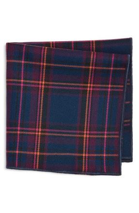 Clifton Wilson Navy & Fuchsia Plaid Wool Pocket Square at Nordstrom