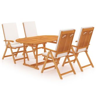 vidaXL Juego De Comedor Para Jard&iacute;n 5 Piezas Teca Maciza Y Cojines Vidaxl