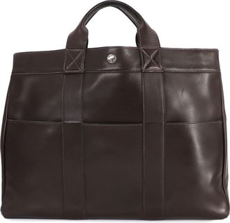 Herm&egrave;s Dark Brown Evercalf Leather Tote Bag (Pre-Owned)