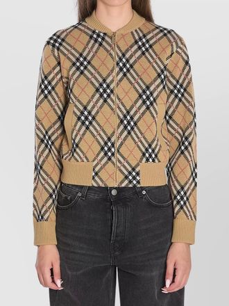 Burberry checked wool zip cardigan