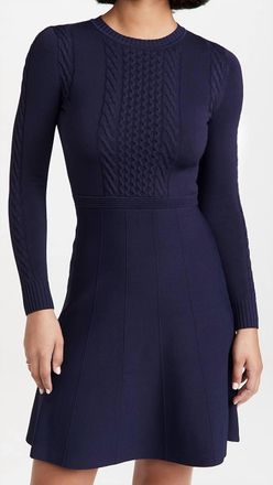 Shoshanna Edison Knit Dress In Navy