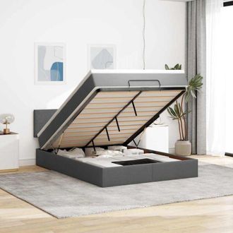 vidaXL Cama Otomana Con Colch&oacute;n Led Gris Oscuro 140x200 Cm Tela Vidaxl