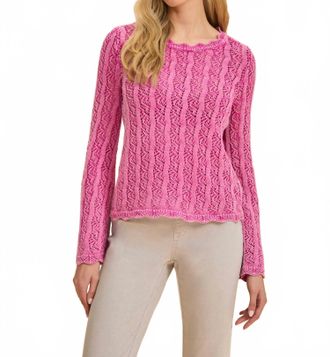 FDJ Long Sleeve Garment Dye Sweater Top In Fuschia