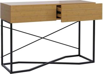 Hhg Mesa Consola Hhg-885, Mesa Para Tel&eacute;fono, Mesa Auxiliar, Mesa Auxiliar, Caj&oacute;n, Melamina Industrial, 81 X 120 X 40 Cm, Aspecto Bamb&uacute;