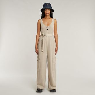 G-Star Overdyed Utility Loose Jumpsuit - Beige - Dames