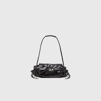 Diesel Scrunch-D-Small shoulder bag in shiny scrunched leather - Shoulder Bags - Woman - Black