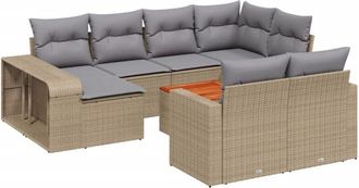 vidaXL Vidaxl - 11 Piece Garden Sofa Set with Cushions Beige Poly Rattan