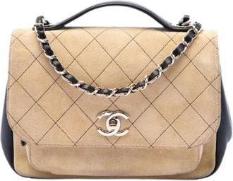 Chanel Pre-owned Business Affinity Flap - Dames - Vintage Handtas - Beige - ONE Size - Leer - Vintage