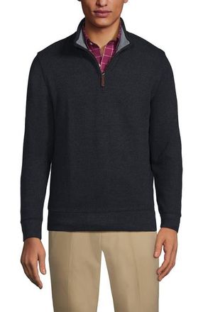 Lands End Bedford Rib Quarter Zip Pullover Sweater in Dark Charcoal Heather at Nordstrom, Size Xx-Large