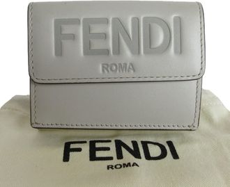 Fendi Light Gray Leather Wallet (Tri-Fold) (Pre-Owned)