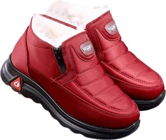 Generic Fluffy Boots for Women, Ladies Ankle Boots - Comfortable Warm Flat Shoes Lightweight Non-Slip Booties with Zipper Comfy Thermal Sport Shoes Winter Sol