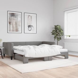 vidaXL Vidaxl - Sof&aacute; Cama Nido Con Colch&oacute;n Tela Gris Oscuro 100x200 Cm