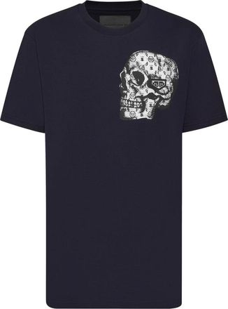 Philipp Plein Round Neck T-Shirt Skull - Heren - T-shirts - Blauw - 2XL - Katoen - Tops