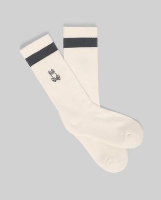 Psycho Bunny Mens Textured Stitch Sport Sock 031 WHITE CAP GREY / O/S