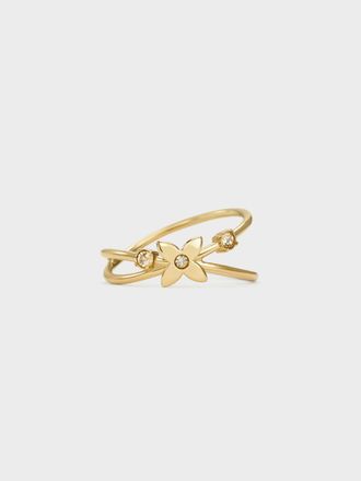 Charles & Keith Felicity Flower-Crystal Crossover Ring