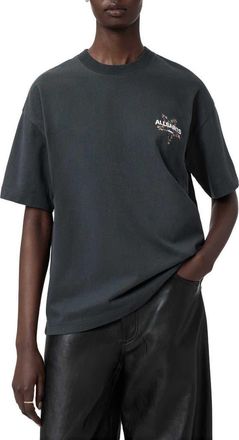 AllSaints Pentacle Etta Logo Graphic T-Shirt in Washed Black at Nordstrom, Size X-Small