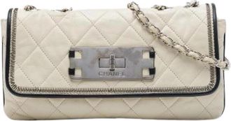 Chanel Pre-owned East West Flap Bag - Dames - Vintage Schoudertas - Wit - ONE Size - Leer - Vintage