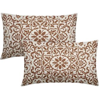 OEM Funda De Almohada Marr&oacute;n Estilo Bohemio, 30 X 50 Cm, Estampado Floral Vintage, Funda Lumbar De Lino, Decoraci&oacute;n Estilo Casa De Campo, Juego De 2 Pieza