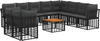 vidaXL Conjunto De Sof&aacute;s De Exterior 11 Uds. Negro Y Gris Oscuro Vidaxl