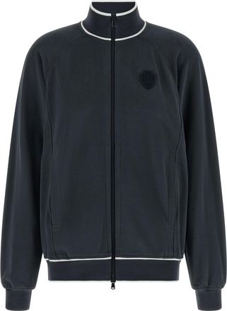 Brunello Cucinelli Blue Logo Mock Collar Sweatshirt