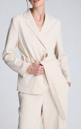 Kenneth Cole Vision Belted Stretch Twill Jacket in Oyster at Nordstrom, Size Medium