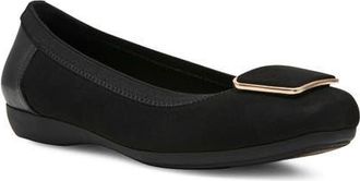 Anne Klein Uliana Flat in Black Micro Suede at Nordstrom, Size 9.5
