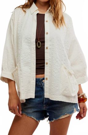 Free People Just Like Me Seersucker Shirt In Coconut Milk