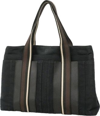 Herm&egrave;s Black Canvas Tote Bag (Pre-Owned)