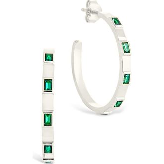 Sterling Forever Asher Cubic Zirconia Hoop Earrings in Silver at Nordstrom