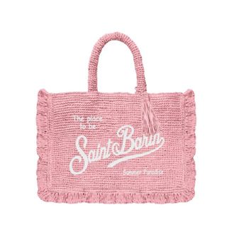 MC2 Saint Barth Borsa Tote Mini Voalnt in Rafia con Frange - - Bags - Donna - Rosa - ONE SIZE