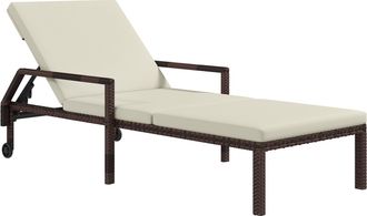 OUTSUNNY Rattan Wicker Chaise Sun Lounger Garden w/ Adjustable Backrest & Wheels | TJ Hughes