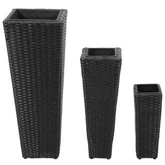 Berkfield Home Garden Raised Beds 3 pcs Poly Rattan Black