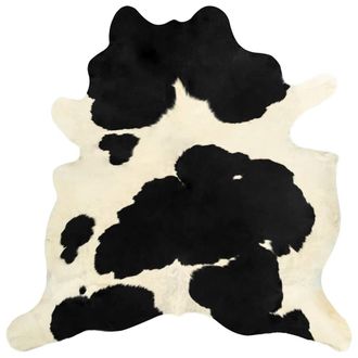 Berkfield Home Real Cowhide Rug Black & White 180x220 cm | Size: Medium