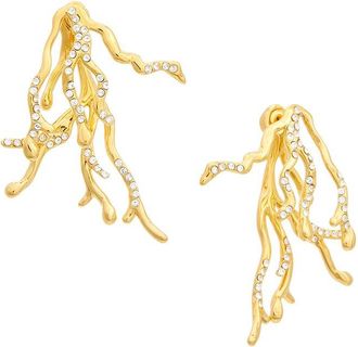 Oscar De La Renta Coral & Crystal Earrings