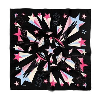 Centinelle Cat Abduction Cotton Silk Bandana in Black at Nordstrom