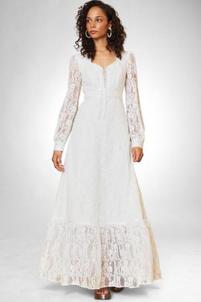 ModCloth Beth Lace Corselette Maxi Dress, ModCloth x Gunne Sax in Cloud Dancer at Nordstrom, Size X-Large