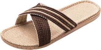 Generic Slippers for Womens Men Shoes Women Summer Household Beach Slippers Sandals Floor Shoes Slides Slippers for Men Outdoor (Brown, 7)