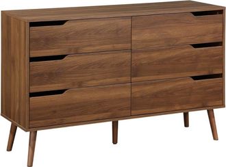 Sweeek C&oacute;moda en acabado estilo nogal con 6 cajones, marr&oacute;n