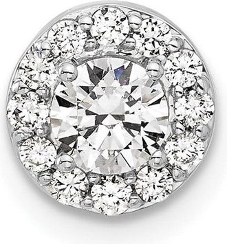 Diamond2Deal 14K White Gold Lab Grown Diamond Round Halo Chain Slide Pendant (0.51ct, VS, G-H)