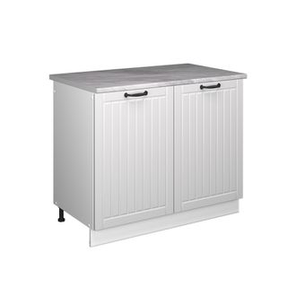 Vicco Mueble Bajo Para Fregadero Fame-line, Blanco Casa De Campo/blanco, 100 Cm, Et M&aacute;rmol, Vicco