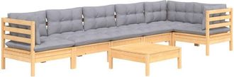 vidaXL Juego De Muebles De Jard&iacute;n 7 Pzas Y Cojines Madera Pino Gris Vidaxl