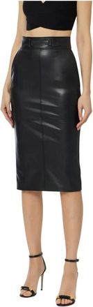Elisabetta Franchi Rok met reli&euml;flogo - Dames - Kokerrokken - Zwart - XL - Leer - Rokken