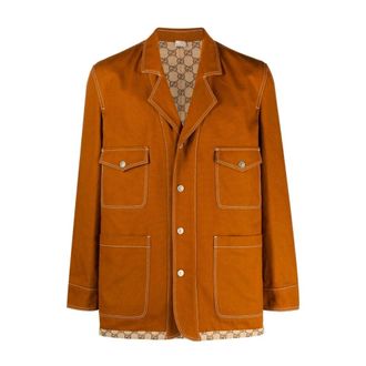 Gucci Light Jackets, male, Brown, Size: M Reversible Logo Jacket